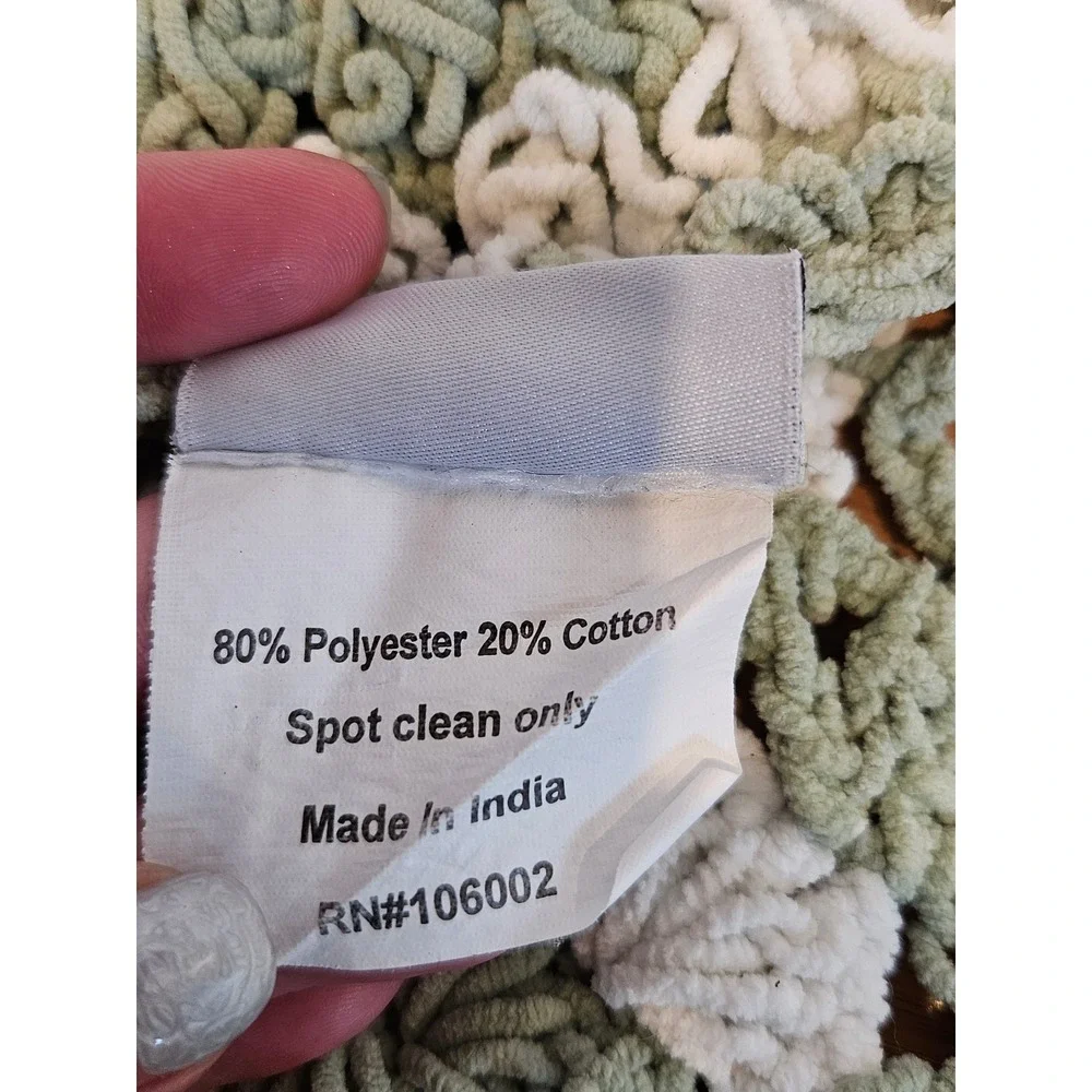 Shabby Chic Sage Green Cream Granny Square Crochet Throw Blanket RN106002 India